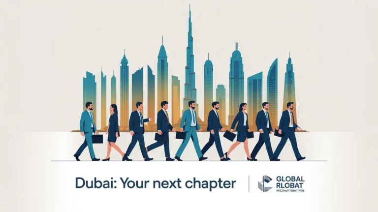 25+ High Paying Jobs in Dubai in Evergreen Sectors You Can Apply for Now 2 Business professionals and Dubai skyline showing high paying jobs in Dubai